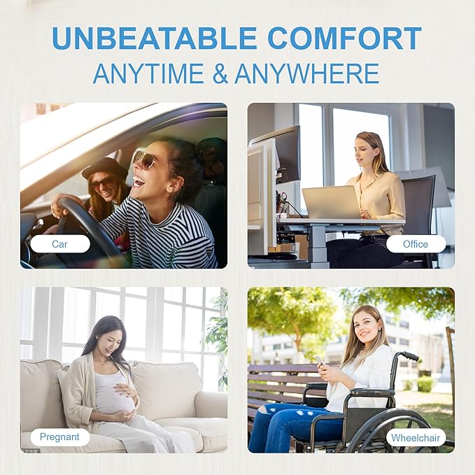 Car Seat Cushion, Comfortable Memory Foam Seat Pillow for Driving, Sciatica-Back Pain Relief, Cushion for Car-Truck, Office, Wheelchair - Mesh Brown