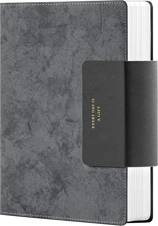 MINICAGIE Lined Leather Journals for Writing A5 Journaling Notebooks with 100 GSM Thick Paper Journal Notebook for Men & Women with Buckle Closure, Work Travel Note Taking Diary, 5.7" x 8.3", Grey