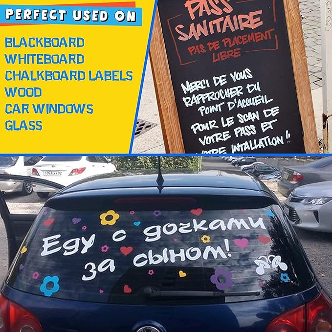 SMOOTHERPRO Liquid Chalk Marker Set 8 Colors 6mm Hightlight Blackboard Colorful Markers for Store Promotion, Menu Board, Art Decoration, Advertisement, Chalkboard (Black)