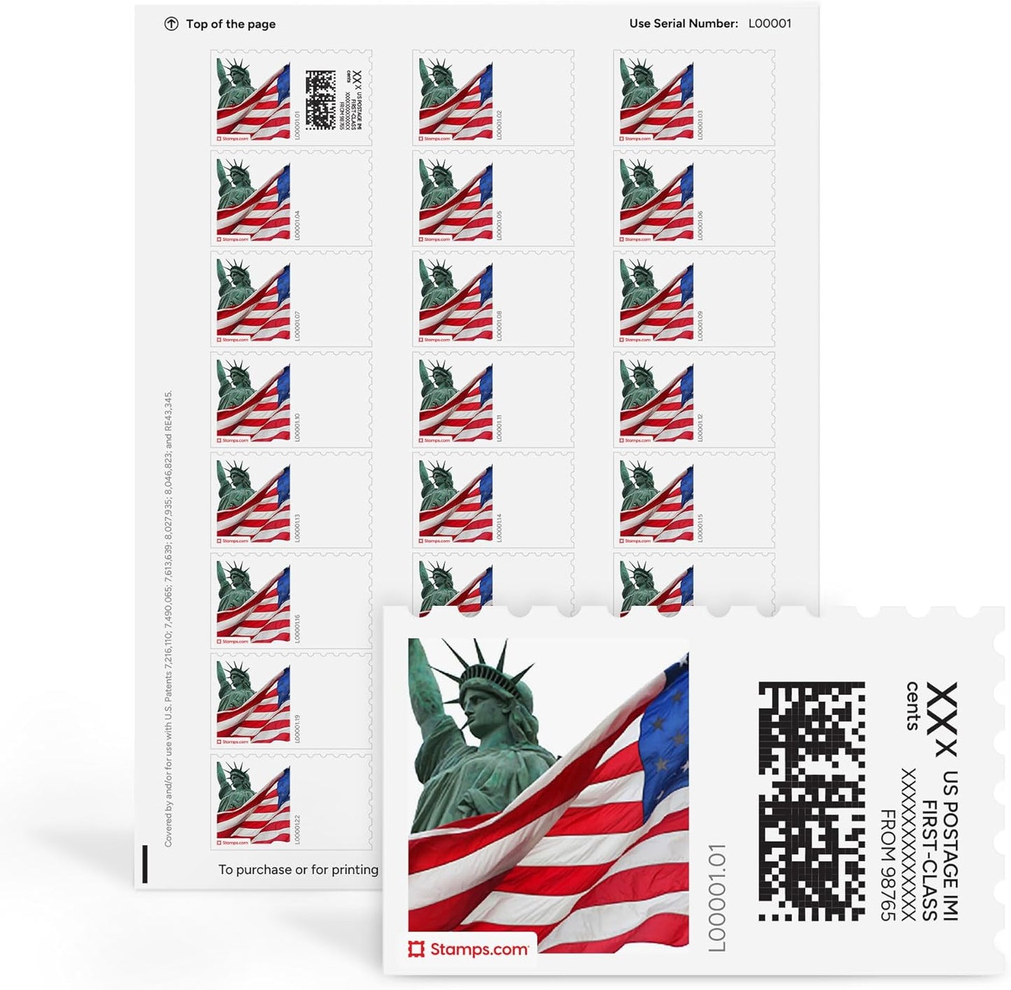 Liberty NetStamps 1200-Pack (50 Sheets) Printable Postage Labels (Stamps.com Subscription Required) - Print Approved Postage - Inkjet & Laser Printers - Business, Personal, Home