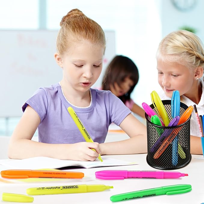 Highlighters Bulk 48 Pack – 6 Assorted Colors Chisel Tip High lighter Marker Set for School,Office,Bible Study, Journaling – Smear-Free,Quick Dry Ink Fluorescent Pens for Teachers & Students