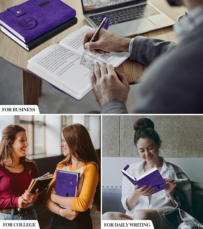 Lined Journal Notebook for Men, A5 Leather Journals for Writing Women, Hardcover Notebooks for Work,School,Note Taking,Travel,Business,Personal daily Diary,200 Page College Ruled (5.9" x 8.4")