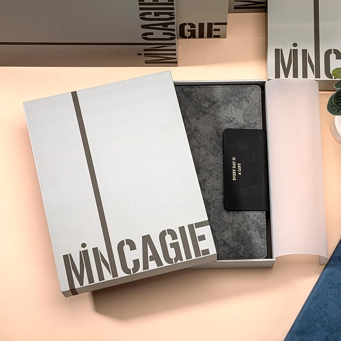 MINICAGIE Lined Leather Journals for Writing A5 Journaling Notebooks with 100 GSM Thick Paper Journal Notebook for Men & Women with Buckle Closure, Work Travel Note Taking Diary, 5.7" x 8.3", Grey