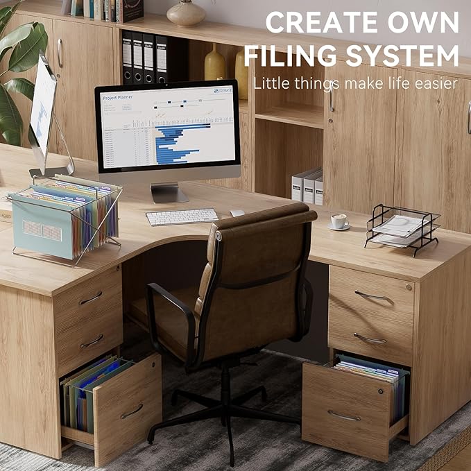 ThinkTex Plastic Expanding Hanging File Folders, 7 Innovative 1.2" Accordion Pockets, Large Capacity, Multi-Color Tabs, Letter Size for Filing Cabinet - 3 Packs 3 Colors