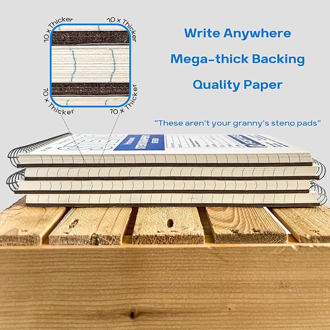 Portage Steno Notebook | 6" x 9" With Ultra Thick Backing Perfect For Writing Wherever You Need, 70 Sheets of Quality, Gregg Ruled Paper, Top Spiral Bound
