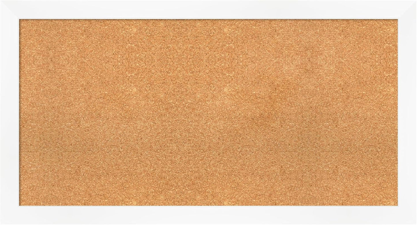 Amanti Art Natural Cork Board for Wall, 23x43 Vision Board with White Frame, Large Corkboard Office Decor for Home Organization, Modern Corkboard Pinboard to Display Items for Home Organization in