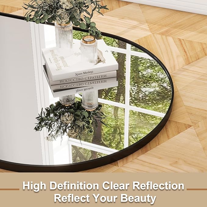 HARRITPURE 28" x 71" Full Length Mirror - Aluminum Alloy Frame Full Body Mirror - Black Extra Large Floor Mirrors for Bedroom, Living Room, Bathroom