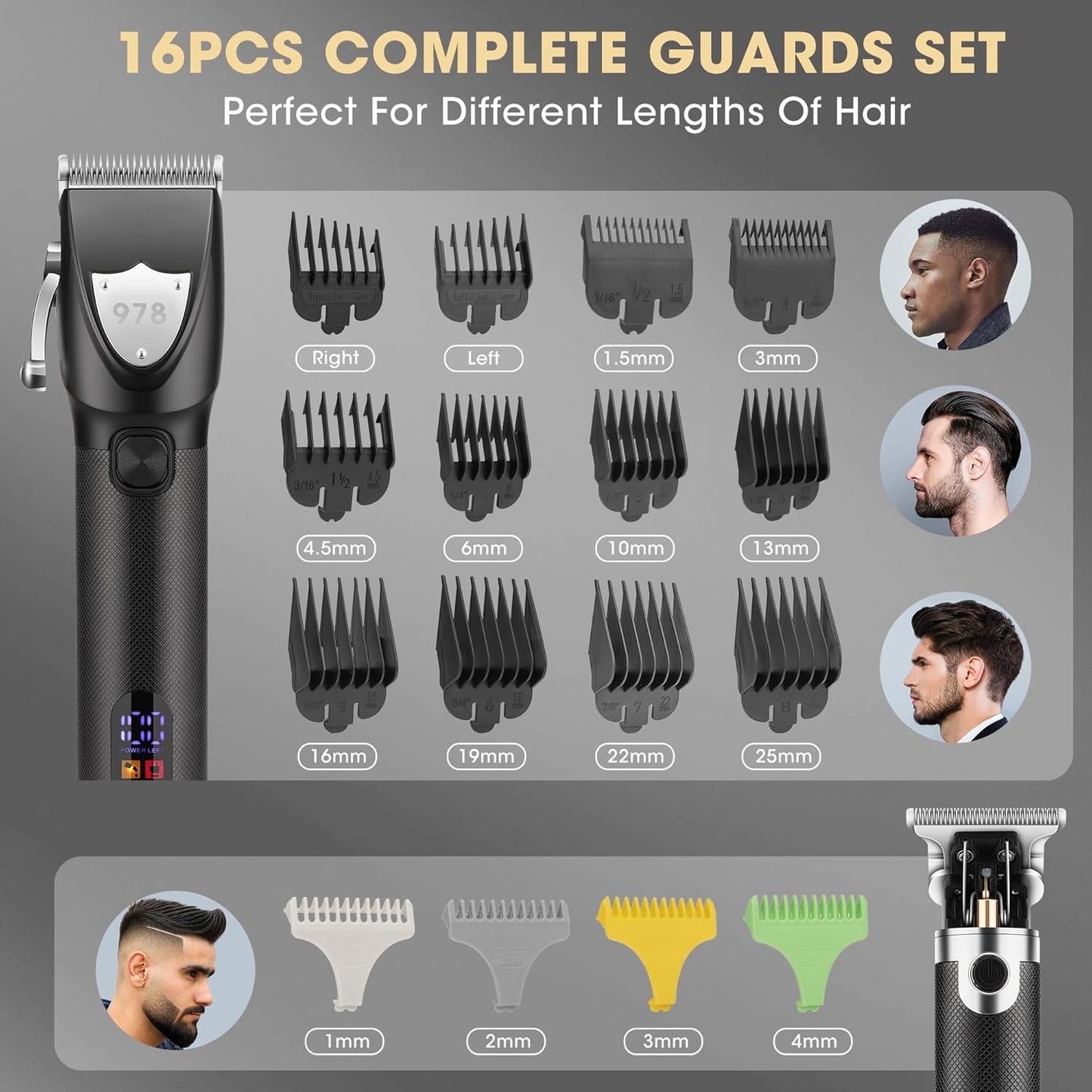 Lanumi Professional Hair Clippers Electric Razor Shavers Men 3 Piece Set Rechargeable Clippers and Trimmers Beard Trimmer Barber Kit with Travel Case Clippers for Hair Cutting Gifts for him