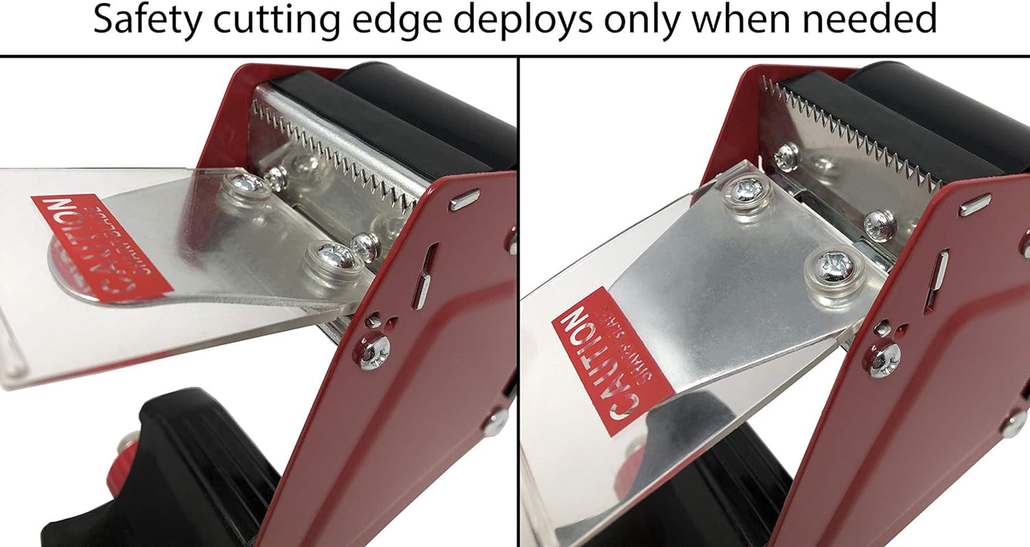 Clipco Premium Tape Dispenser Gun with Retractable Safety Blade and Tape Included (Pack of 3) (Red-Black)