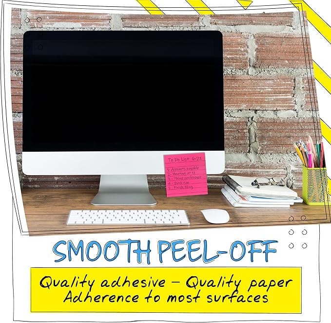 Better Office Products Lined Sticky Notes 3 x 3, 20 Pack Box, 2,000 Sheets (100/Pad), Self Stick Notes with Lines, Bright Assorted Colors, Post Memos, Strong Adhesive, 20 Pads in Box