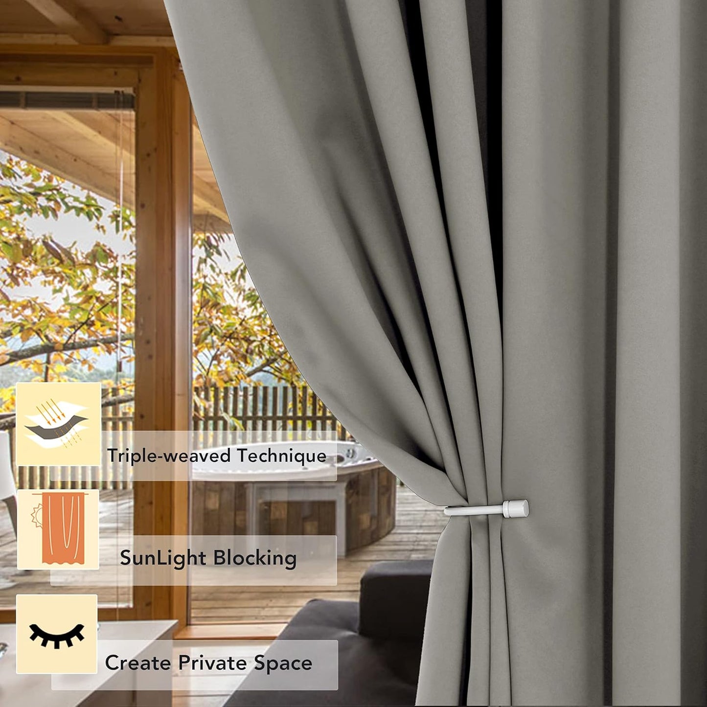 BONZER Room Divider Curtain Total Privacy Wall Wide Grommet Room Darkening Curtains for Patio Sliding Glass Door, 84L x 70W Inch (7L x 5.8W ft), 1 Panel, Silver