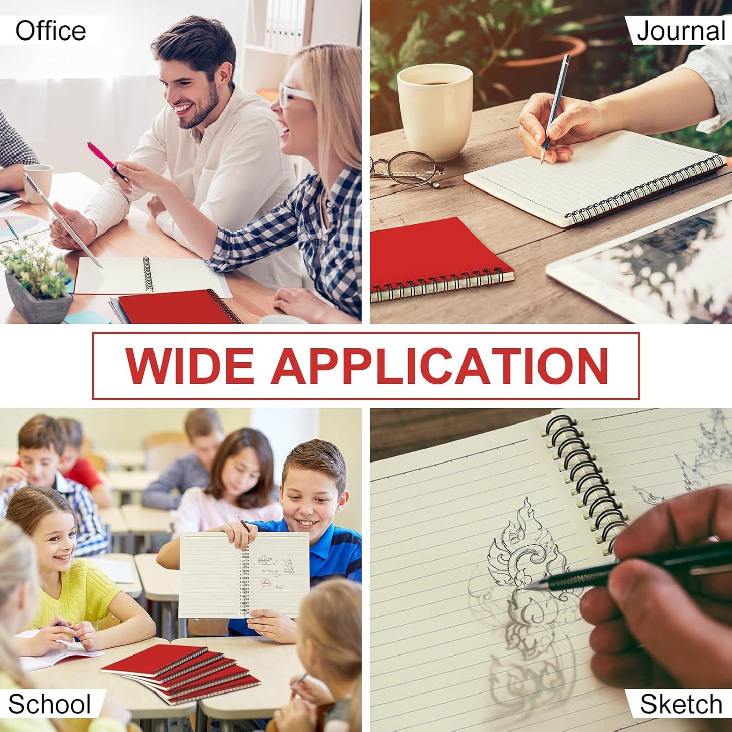 Yahenda Spiral Notebook Bulk A5 Journal Lined 8.3'' x 5.5'' Writing Composition Paper Small Notepad Subject Notebook for Students Office Business Back to School Supplies(Red,36 Pcs)