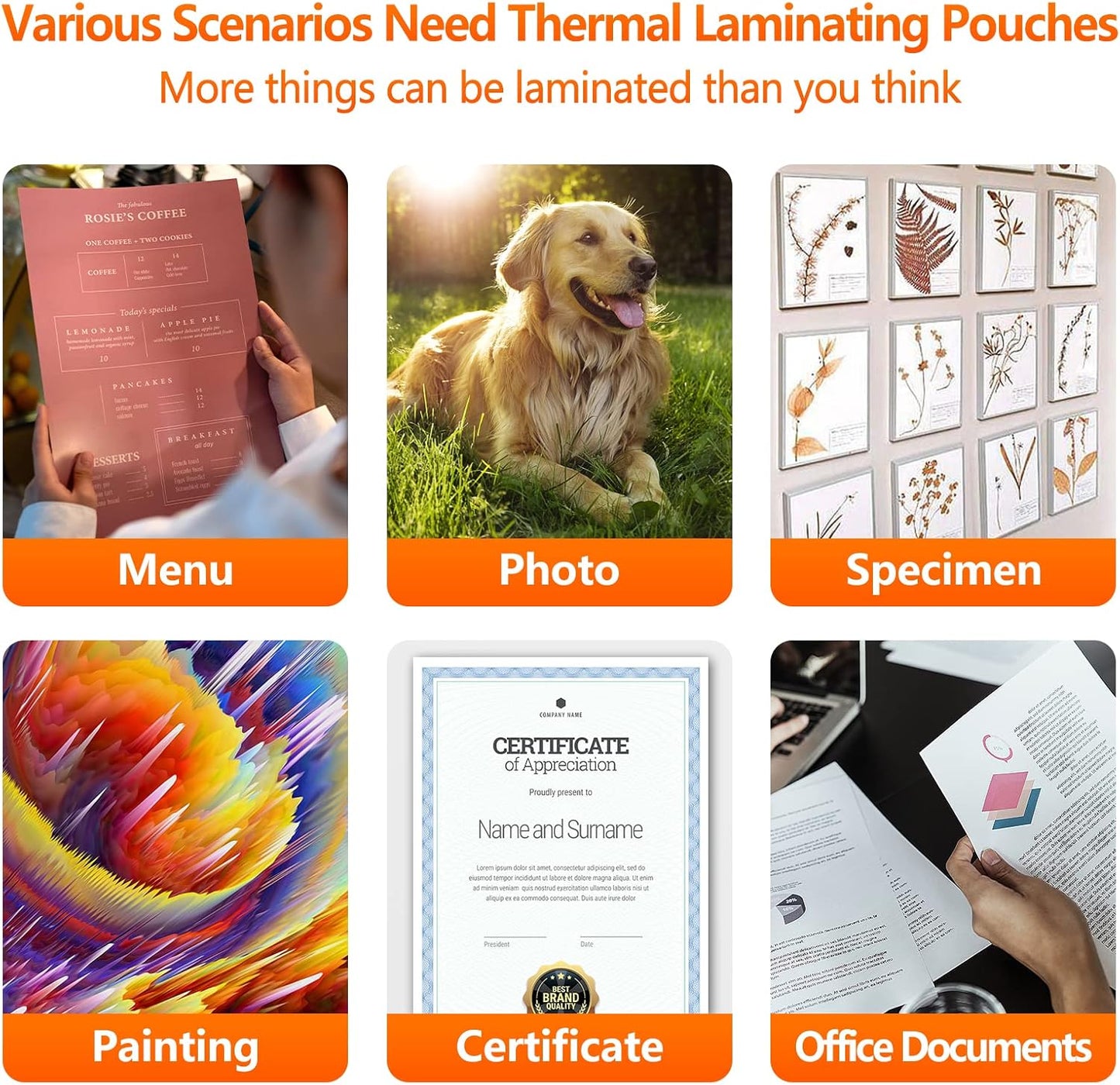 Thermal Laminating Pouches, 9 x 11.5 Inches Laminating Sheets, 3 mil Thick Laminate Sheets, 200 Pack,Clear