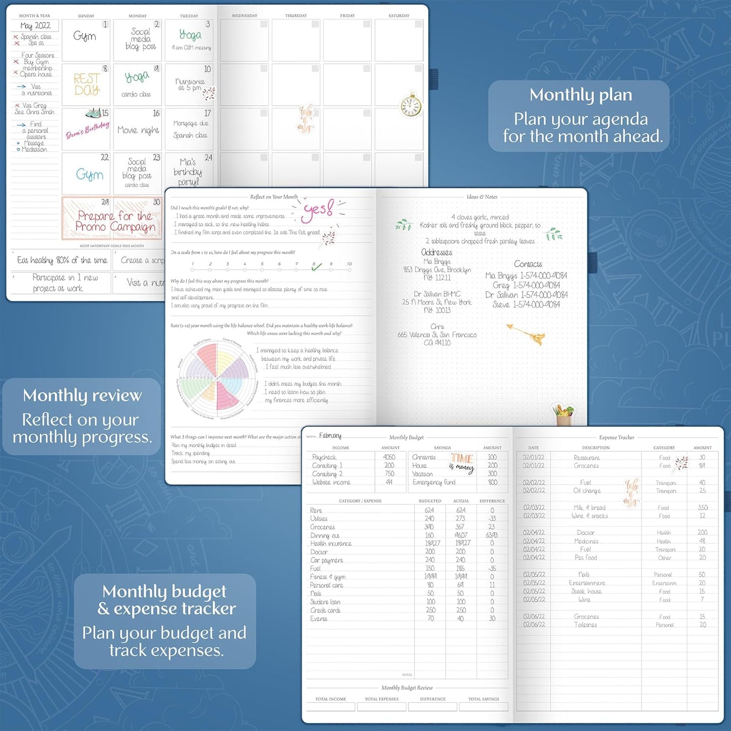 Legend Planner PRO Premium – Large Undated Weekly, Monthly & Budget Planner with Habit Tracker – Life Organizer for Time & Task Management, Goal Setting & Productivity – A4 Size (MysticBlue, NewCover)