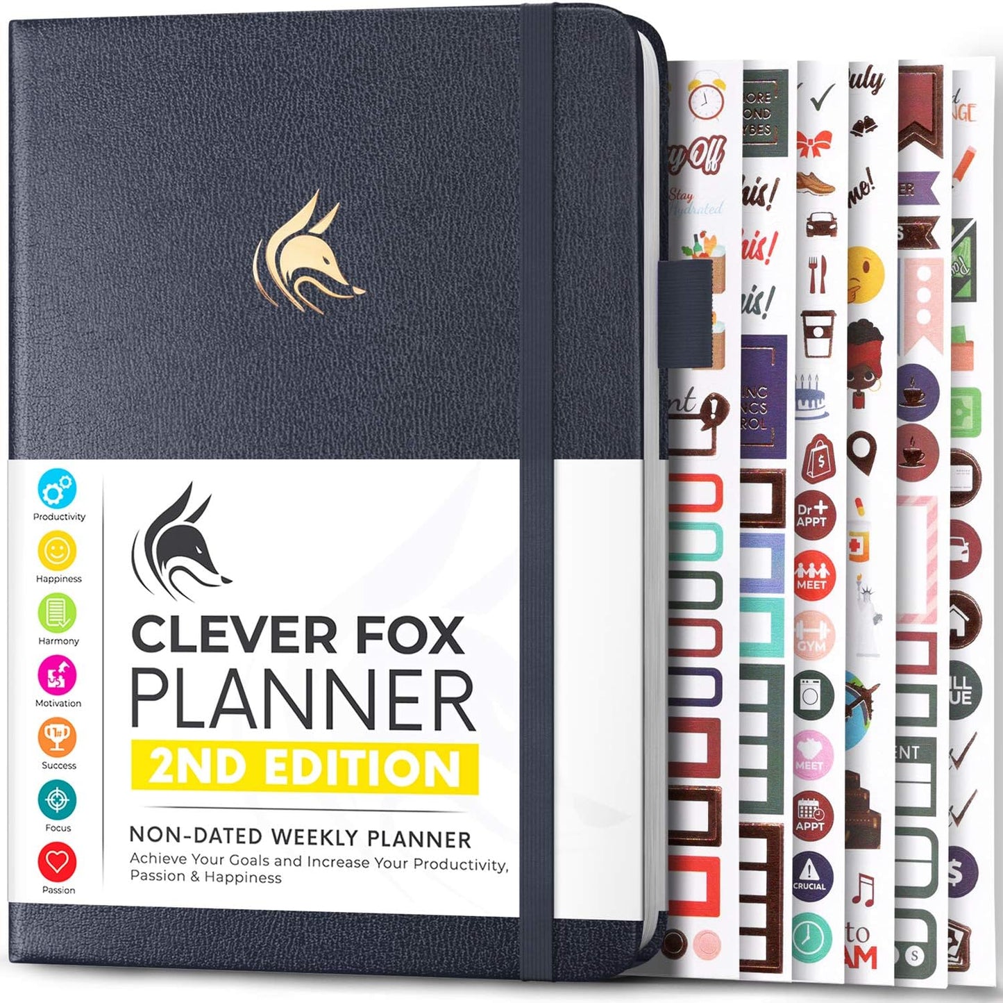 Clever Fox Planner 2nd Edition – Colorful Weekly & Monthly Goal Planner, Time Management & Productivity Organizer, Undated, A5 (Silver Black)