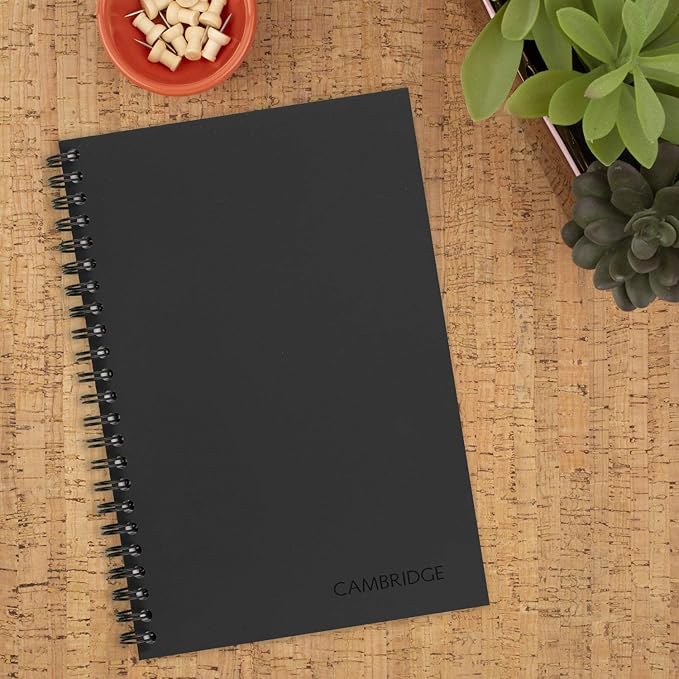 Cambridge Business Notebook, Legal Ruled, 5" x 8", Small, Wirebound, 80 Sheets, Black (06074) (Pack of 2)