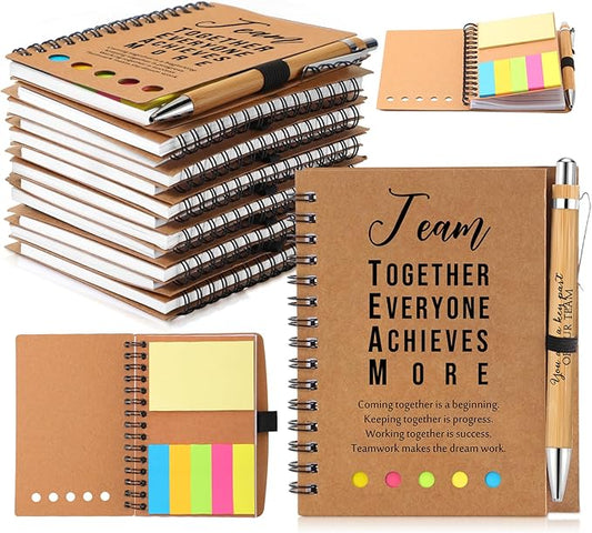 Jetec 12 Sets Bulk Employee Appreciation Gifts Bulk Inspirational Spiral Notebook with Note Ballpoint Pen Thank You Gifts for Volunteer Social Worker Nurse Staff Coworker Students (Team)
