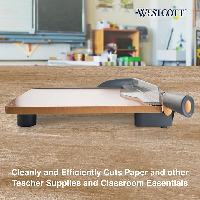 Westcott TrimAir Guillotine Paper Cutter, Paper Trimmer with Sharp and Durable Titanium-Bonded Blade, Maximum Safety Features, 18-Inch, Back to School, School Supplies, Classroom