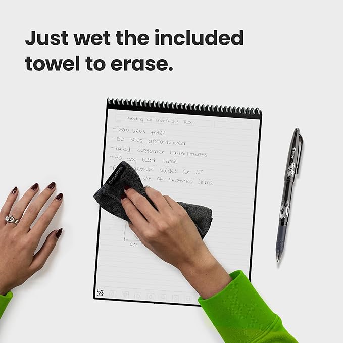Rocketbook Flip Reusable Smart Notepad, Top Bound Notebook Executive Size 6x8.8, Black - Lined and Dotted Pages, App-Connected, Erasable, Ideal for Righties and Lefties