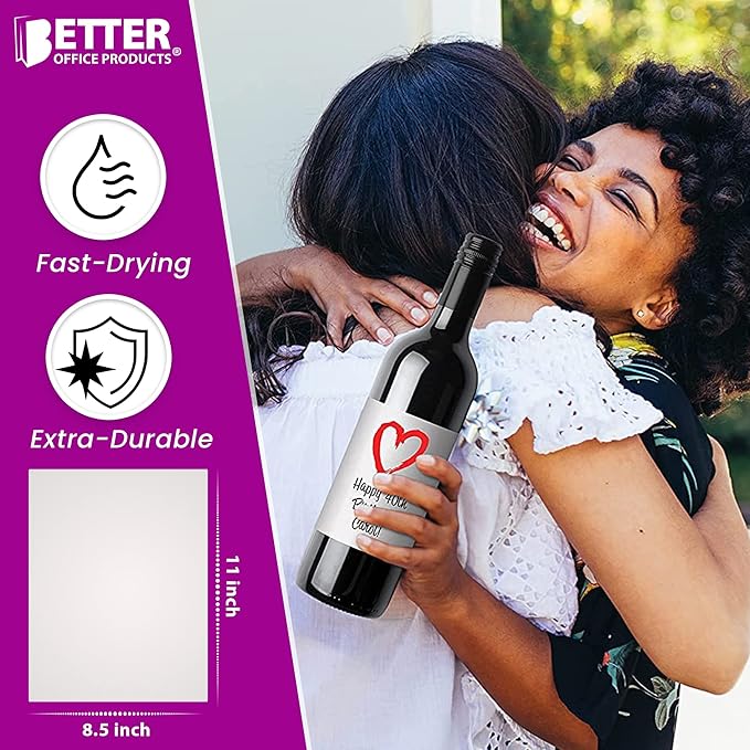 Better Office Products Thin Glossy Photo Paper, 100 Sheets, 8.5 x 11", 30 lb, 115gsm, Inkjet Photo Paper, for Brochure Printing, Custom Chip Bag Party Favors, Letter Size, 100-Count Pack