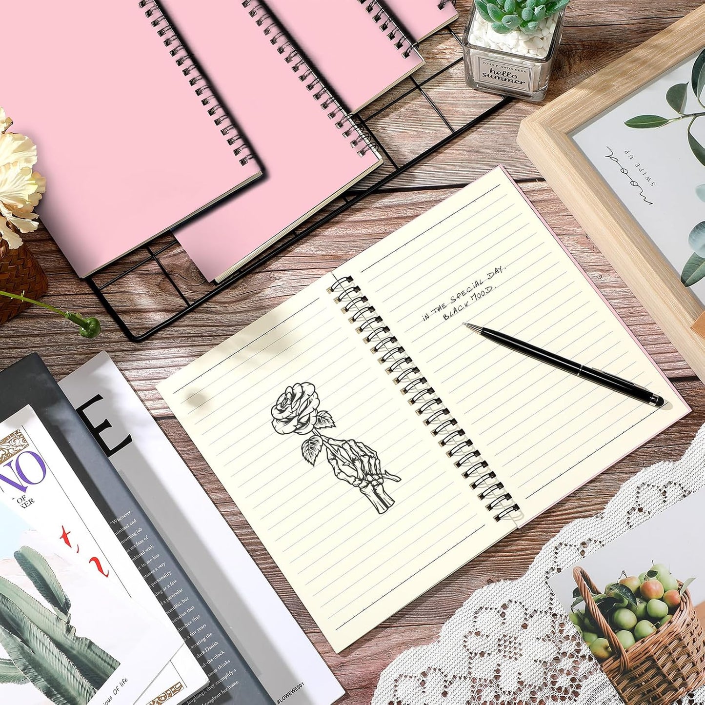 Yahenda Spiral Notebook Bulk A5 Journal Lined 8.3'' x 5.5'' Writing Composition Paper Small Notepad Subject Notebook for Students Office Business Back to School Supplies(Pink,18 Pcs)