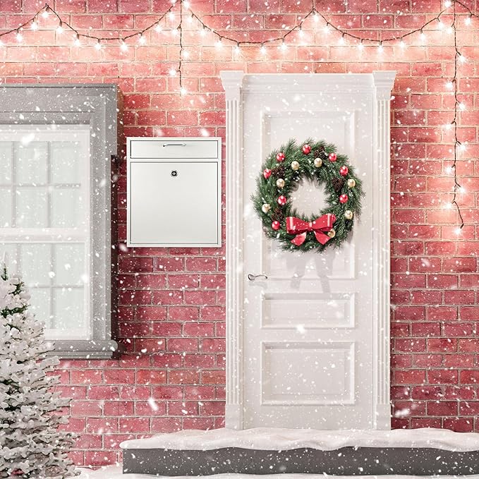 Locking Mailbox with Key for Outdoor 12 x 10.5 x 4.7 Inches Large Wall Mount Mail Box with Lock Security Mail Drop Metal Collection Boxes Hanging Secure Postbox(Creamy White)