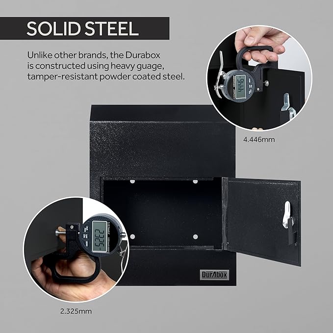 Through-the-Door Drop Box Deposit Safe 12 x 6 x 15" - Heavy Duty Steel Mailbox with Lock for Receiving Mail, Checks, Letters, Cash and more for Home, Office and Commercial Use (D500) (Black)