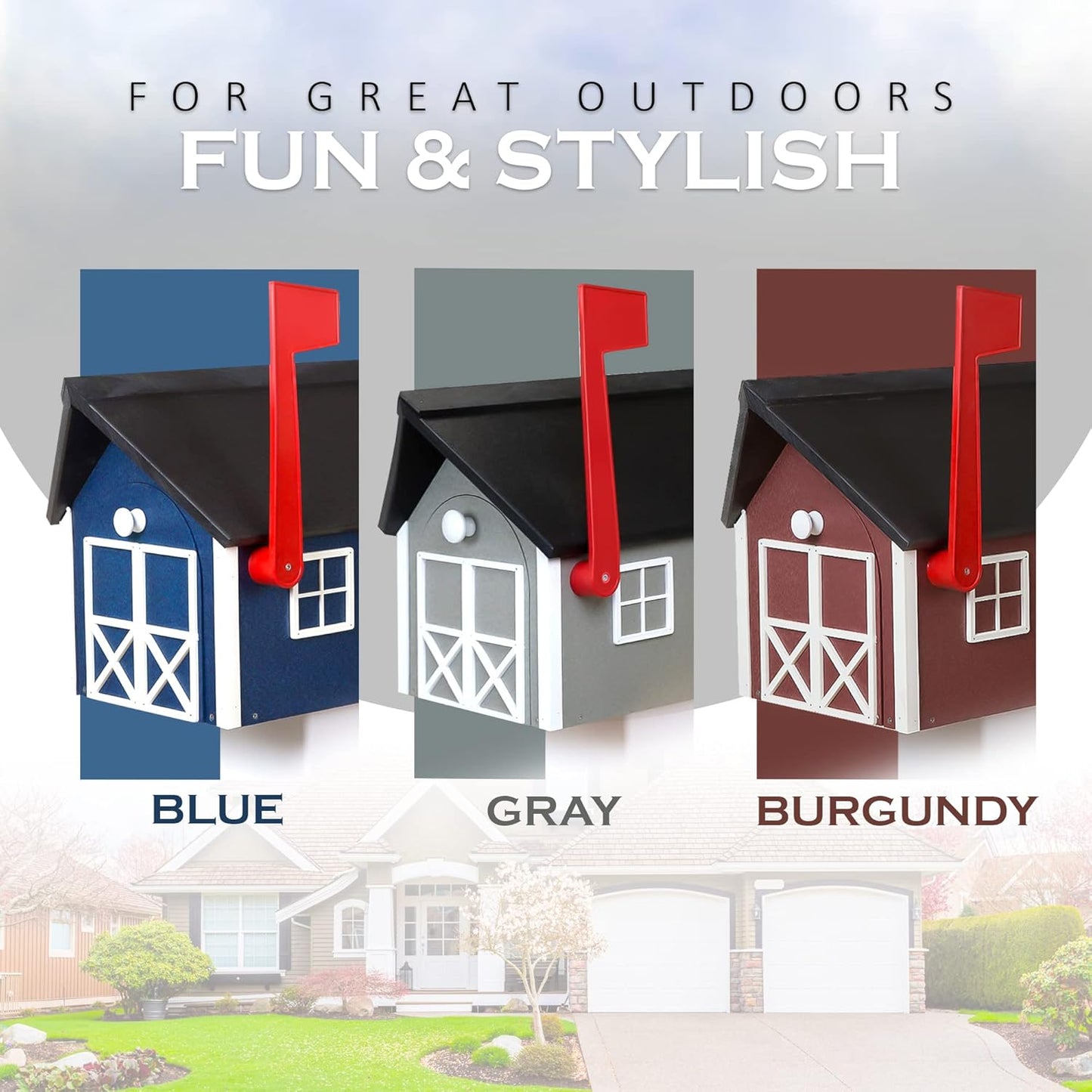 Peaceful Classics Poly Mailbox- Durable, Weather-Resistant Amish Craftsman Mailboxes for Outside Uses Like Front Yard and Road Side- Long-Lasting, Decorative, Modern Mailbox (Gray).