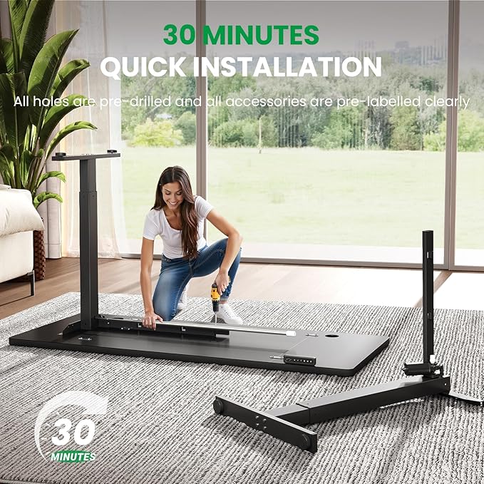 SIAGO Electric Standing Desk Adjustable - 55 x 24 Inch Sit Stand up Desk with Cable Management - 3 Memory Preset Adjustable Height Table