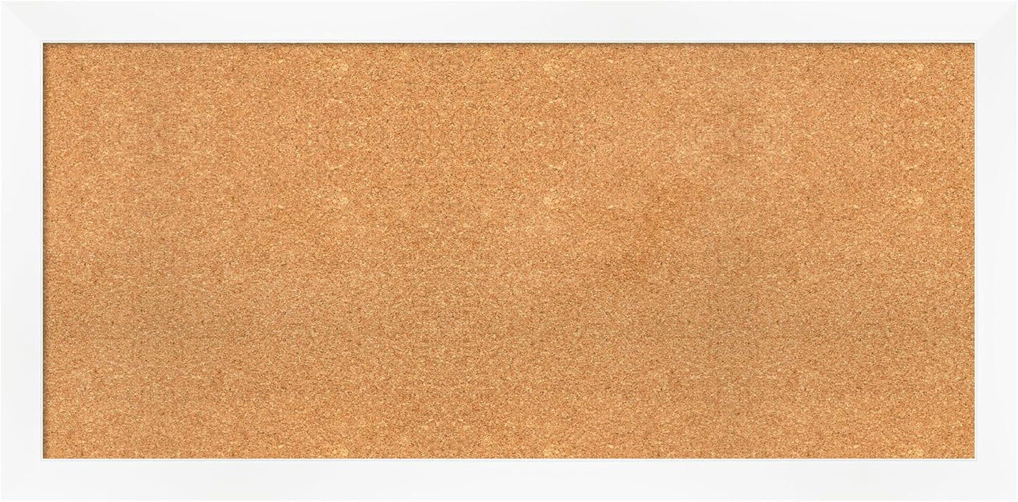 Amanti Art Natural Cork Board for Wall, 23x47 Vision Board with White Frame, Oversize Corkboard Office Decor for Home Organization, Modern Corkboard Pinboard to Display Items for Home Organization in