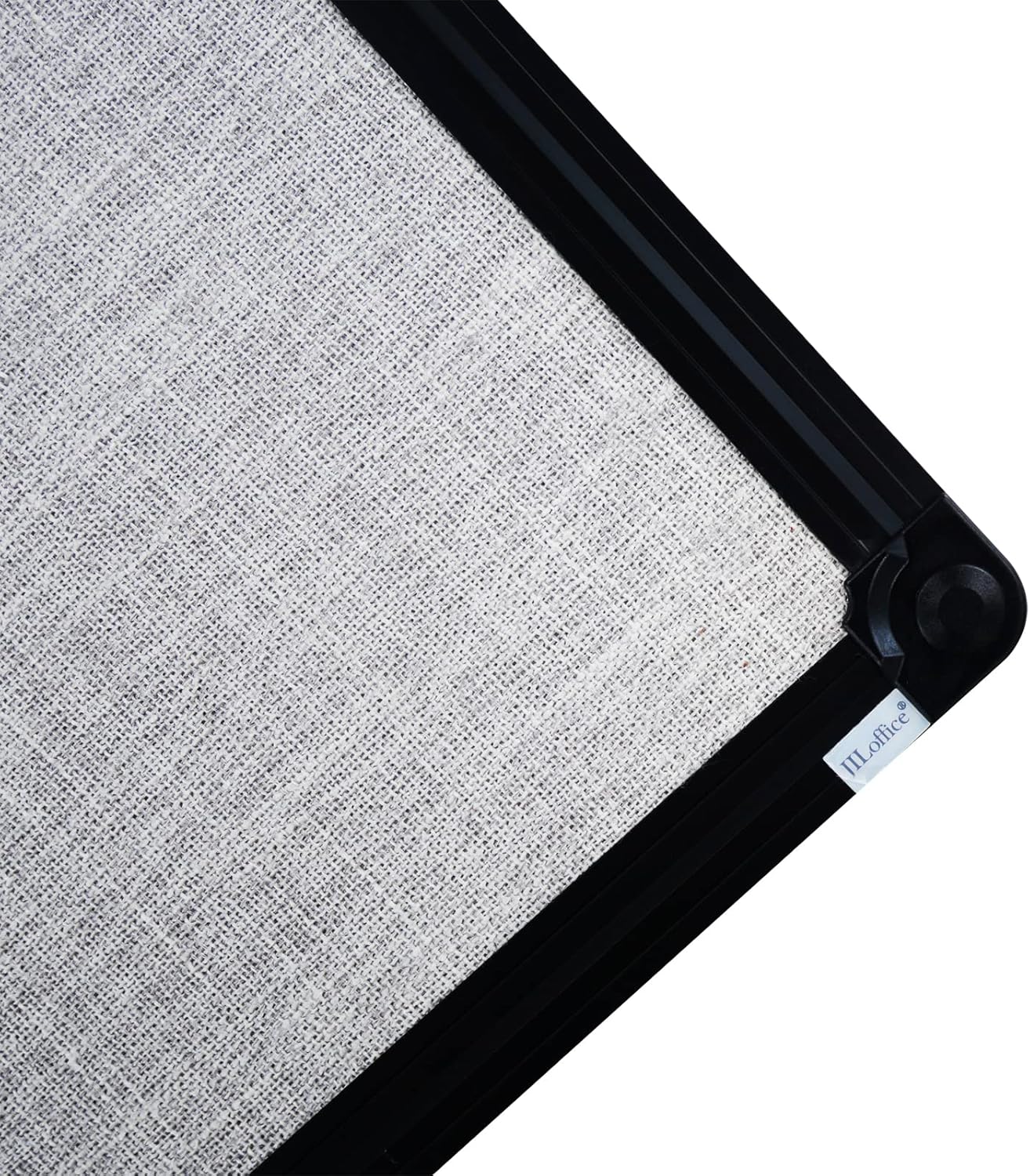 JILoffice Cork Linen Bulletin Board 36 X 24 Inch (Grey), Black Aluminum Frame Wall Mounted Board Memo Pin Board for Office Home and School
