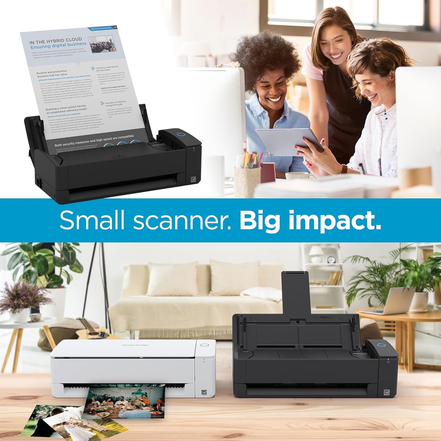 ScanSnap iX1300 Compact Wireless or USB Double-Sided Color Document, Photo & Receipt Scanner with Auto Document Feeder and Manual Feeder for Mac or PC, Black