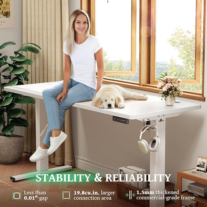 SIAGO Electric Standing Desk Adjustable - 63 x 24 Inch Sit Stand up Desk with Cable Management - 3 Memory Preset Adjustable Height Table