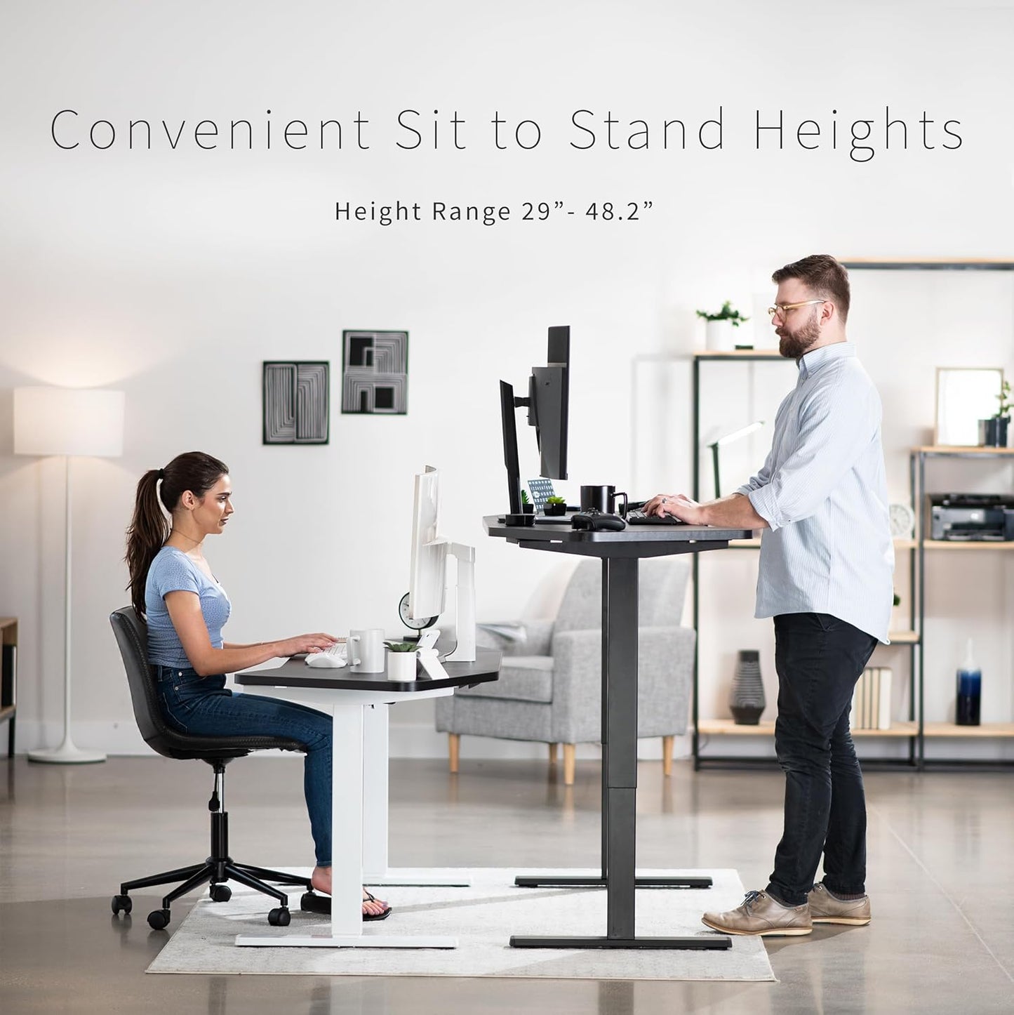 VIVO Electric 63 x 32 in Standing Desk, Memory Height Adjustment, 1B Series, Black Top Black Frame, DESK-KIT-1B1B