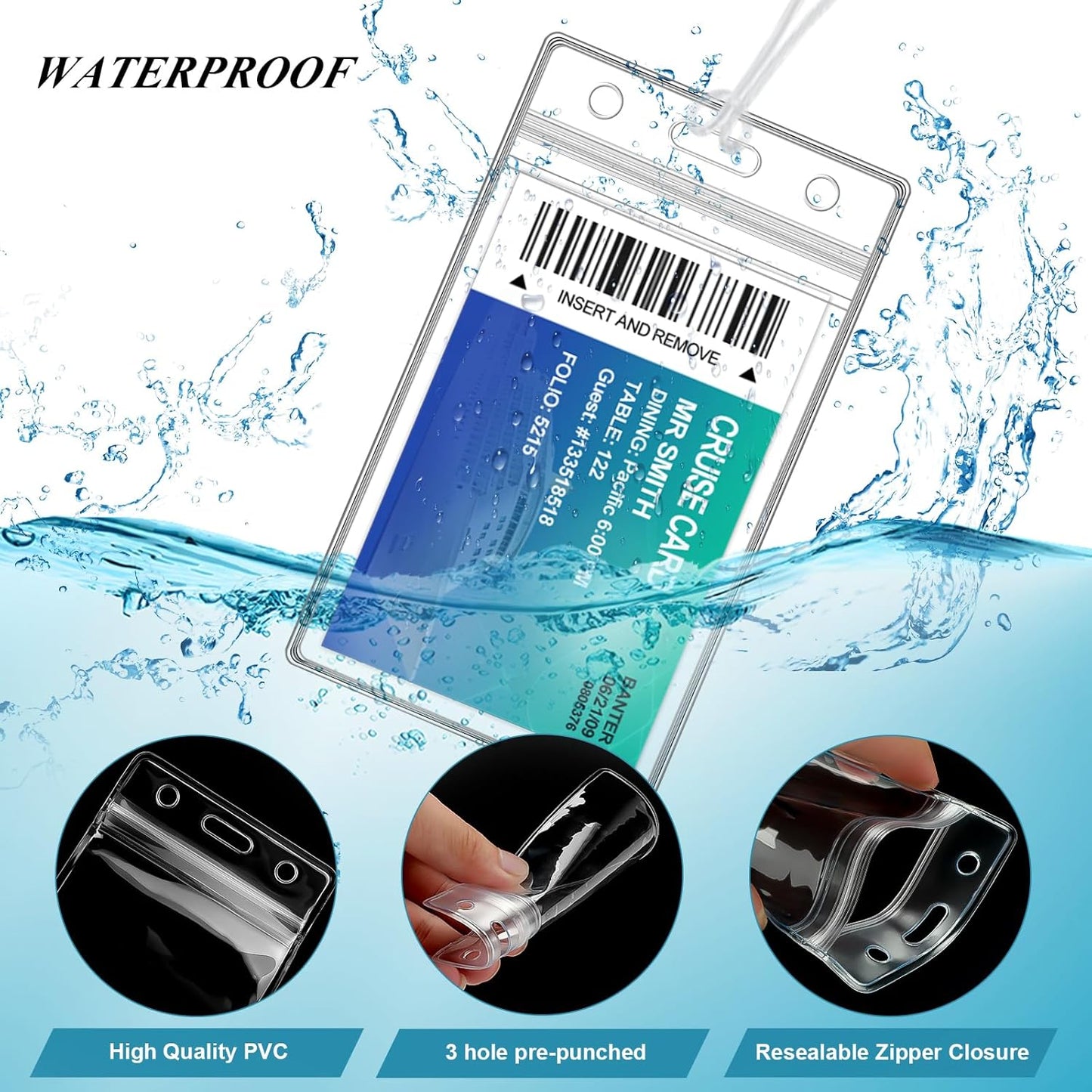 100 Pack Clear Plastic Luggage Bag Tag Holder Badge Label Tag Holder with 100 Pack Luggage Loops Straps for Office Business Travel Supplies