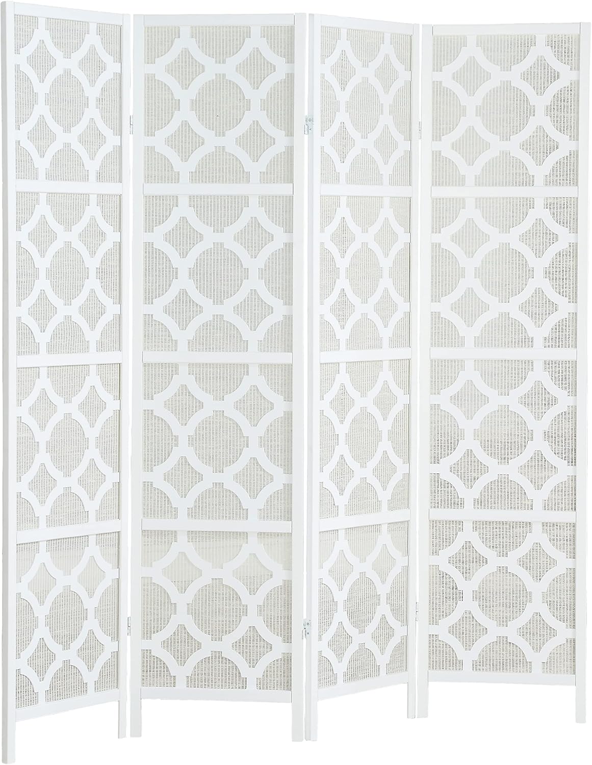 NicBex Room Divider 4 Panel Room Dividers with Quarterfoil Diamond Design Partition Room Dividers and Folding Privacy Screens Wall Divider for Home, Room Separation,69.28"W x 17.32"D x 70.31"H, White