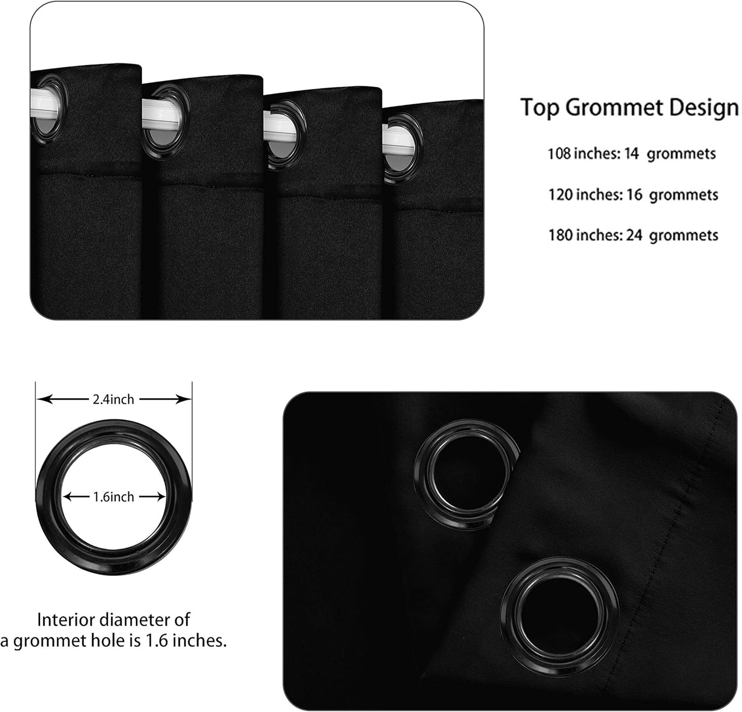 BONZER Room Divider Curtain Grommet Thermal Insulated Wide Blackout Curtains for Bedroom Living Room, 96L x 108W Inch (8L x 9W ft), 1 Panel, Black