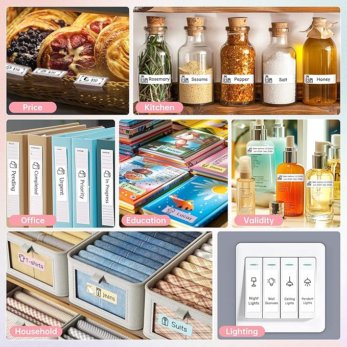 Label Maker Machine with Tape, 2 Pack Portable Mini Label Printer, HP3 Bluetooth Sticker Maker Machine with Multiple Templates, Small Thermal Label Printer, High Precision, Fast Printing, Green + Pink