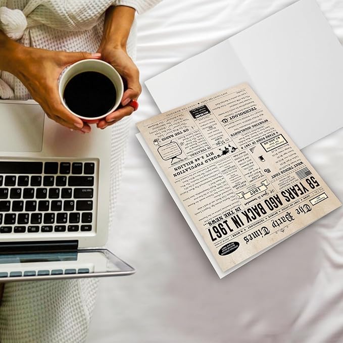 Funny 58th Birthday Card for Her Him, Retro 58th Birthday Decorations for Women Men Mom Dad, Large 58 Years Old Bday Gift Ideas