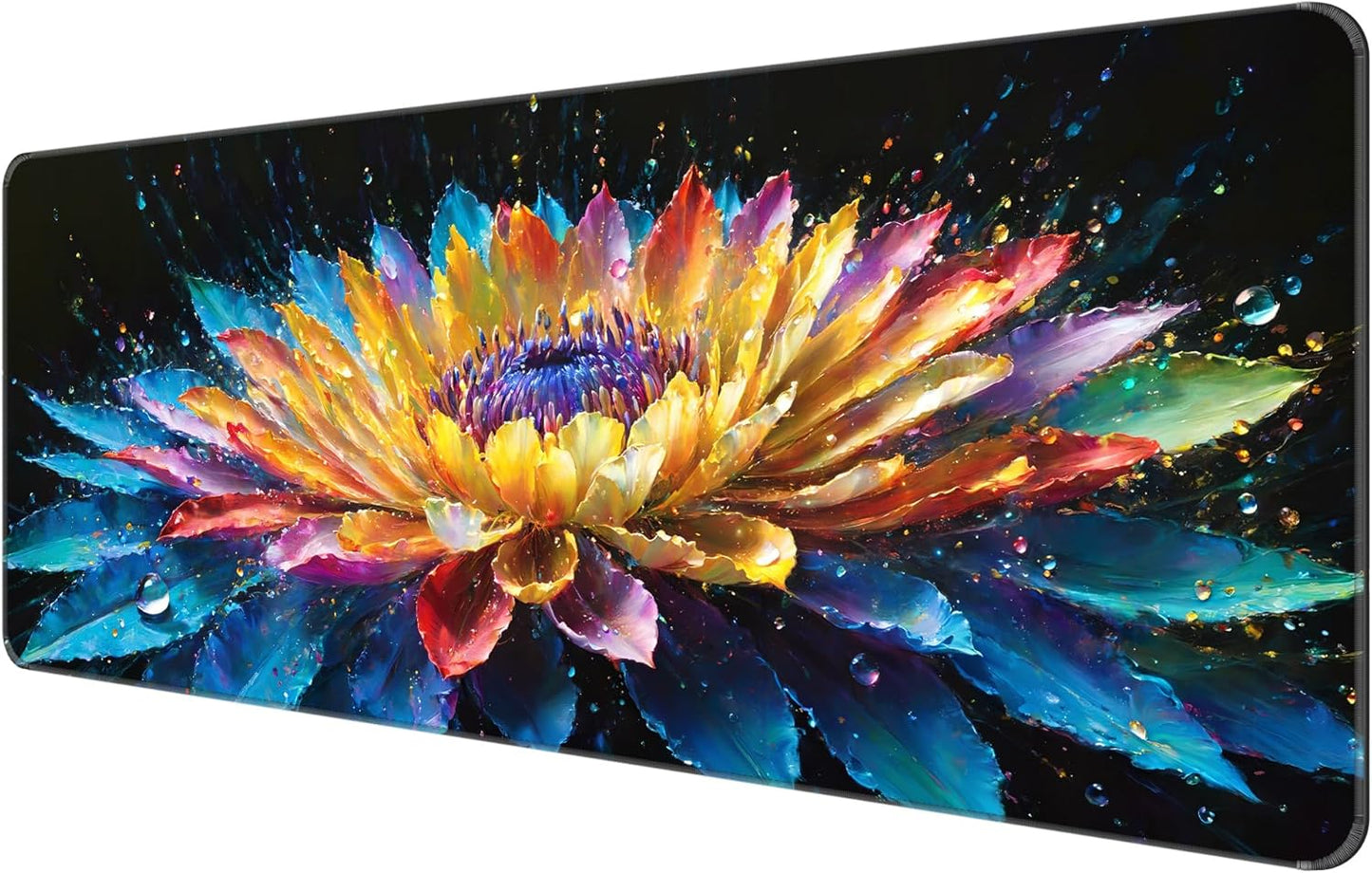 Dynippy Thin Extended Gaming Mouse Pad （31.5 * 11.8 * 0.08 inch） with Stitched Edges Large, Long XXL Keyboard and Mouse pad Desk Mat for Gaming Office & Home - Flower 30