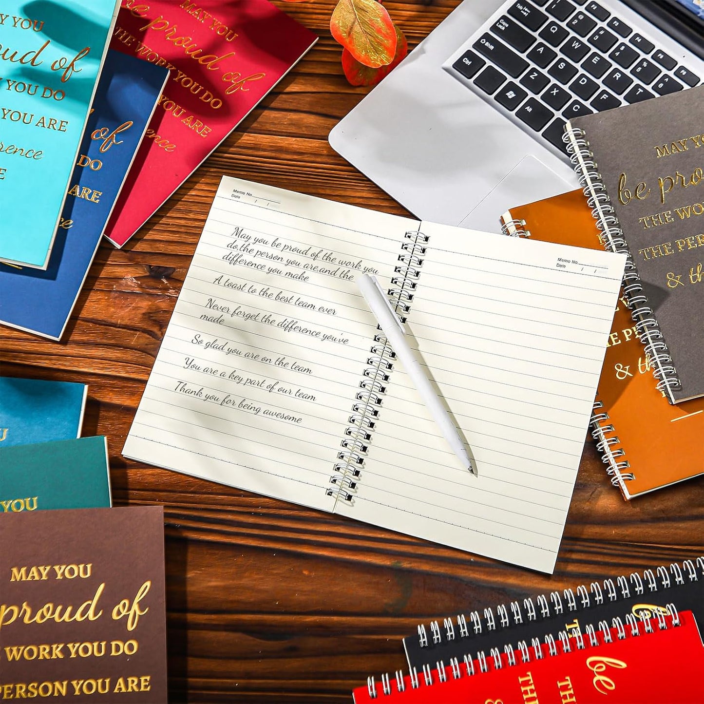 Colarr 60 Pcs A5 Inspirational Spiral Notebook Bulk Appreciation Gift 6x8 Inch Motivational Notepad 100 Page/50sheet Lined College Ruled Journal for Employee Coworker Teacher Nurse (Dark Colors)