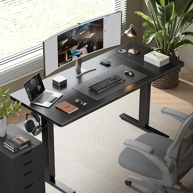 SIAGO Electric Standing Desk Adjustable - 63 x 24 Inch Sit Stand up Desk with Cable Management - 3 Memory Preset Adjustable Height Table