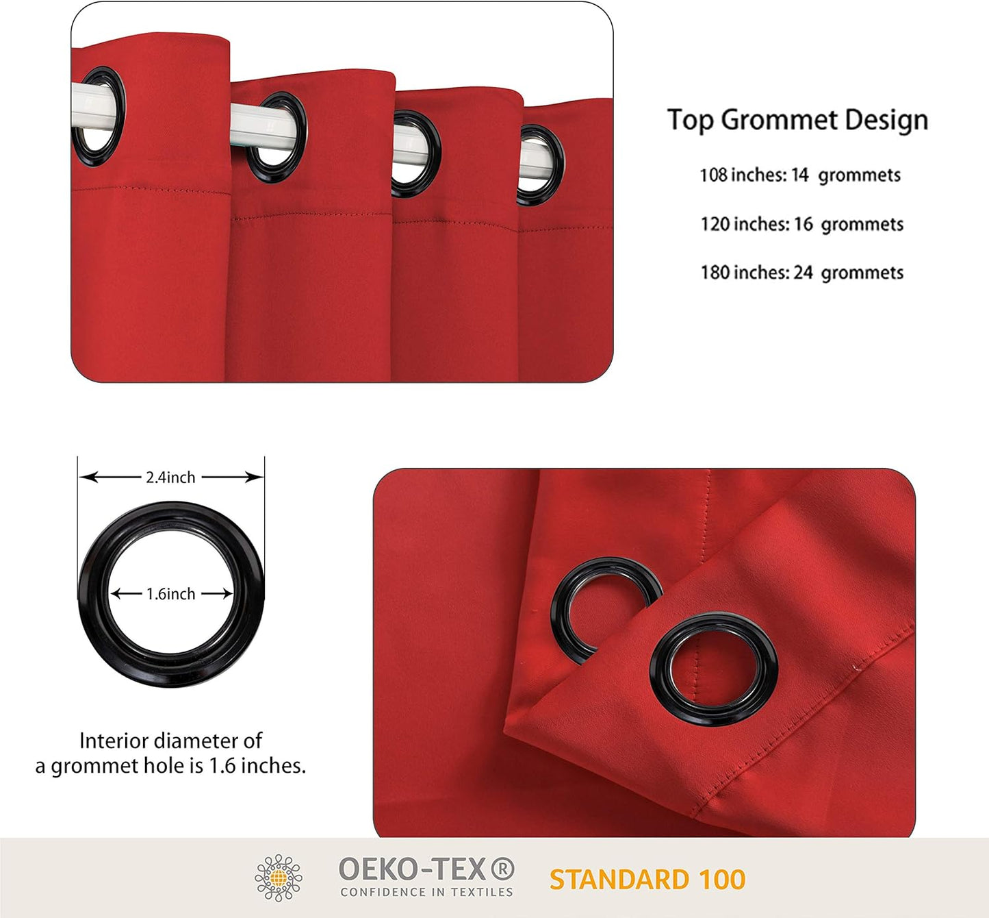 BONZER Extra Wide Room Divider Blackout Curtain Total Privacy Wall Room Darkening Grommet Curtains for Apartment, Studio, 108L x 150W Inch (9L x 12.5W ft), 1 Panel, Red