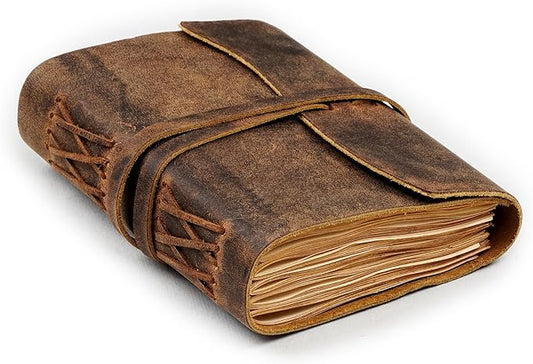 LEATHER VILLAGE Leather Bound Journal - Rustic Brown, 11.5"X8.50", 220 Pages - Vintage Blank Paper Diary for Writing, Drawing, Sketchbook, and Travel Notebook - Ideal for Women and Men