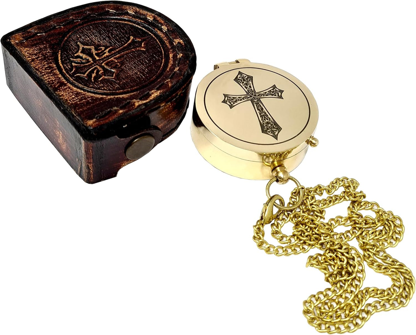 Brass Compass Engraved with Religious Scripture Verse - Ideal Gift for Son, Grandson, Daughter - Perfect for Baptism, Communion, Church and Graduation Day Present