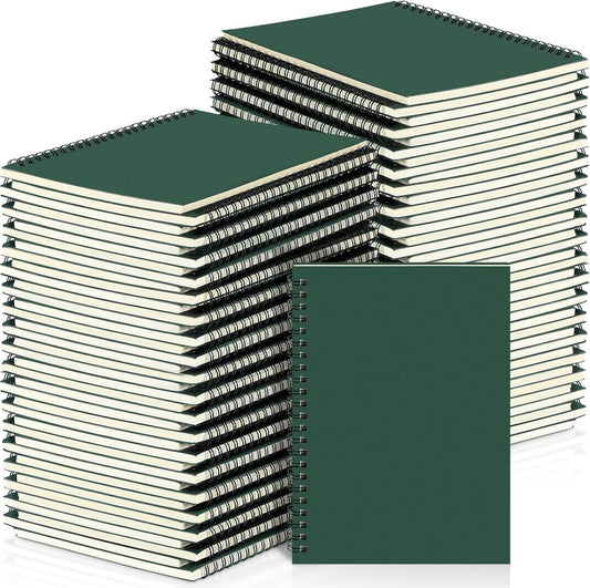 Yahenda Spiral Notebook Bulk A5 Journal Lined 8.3'' x 5.5'' Writing Composition Paper Small Notepad Subject Notebook for Students Office Business Back to School Supplies(Deep Green,72 Pcs)