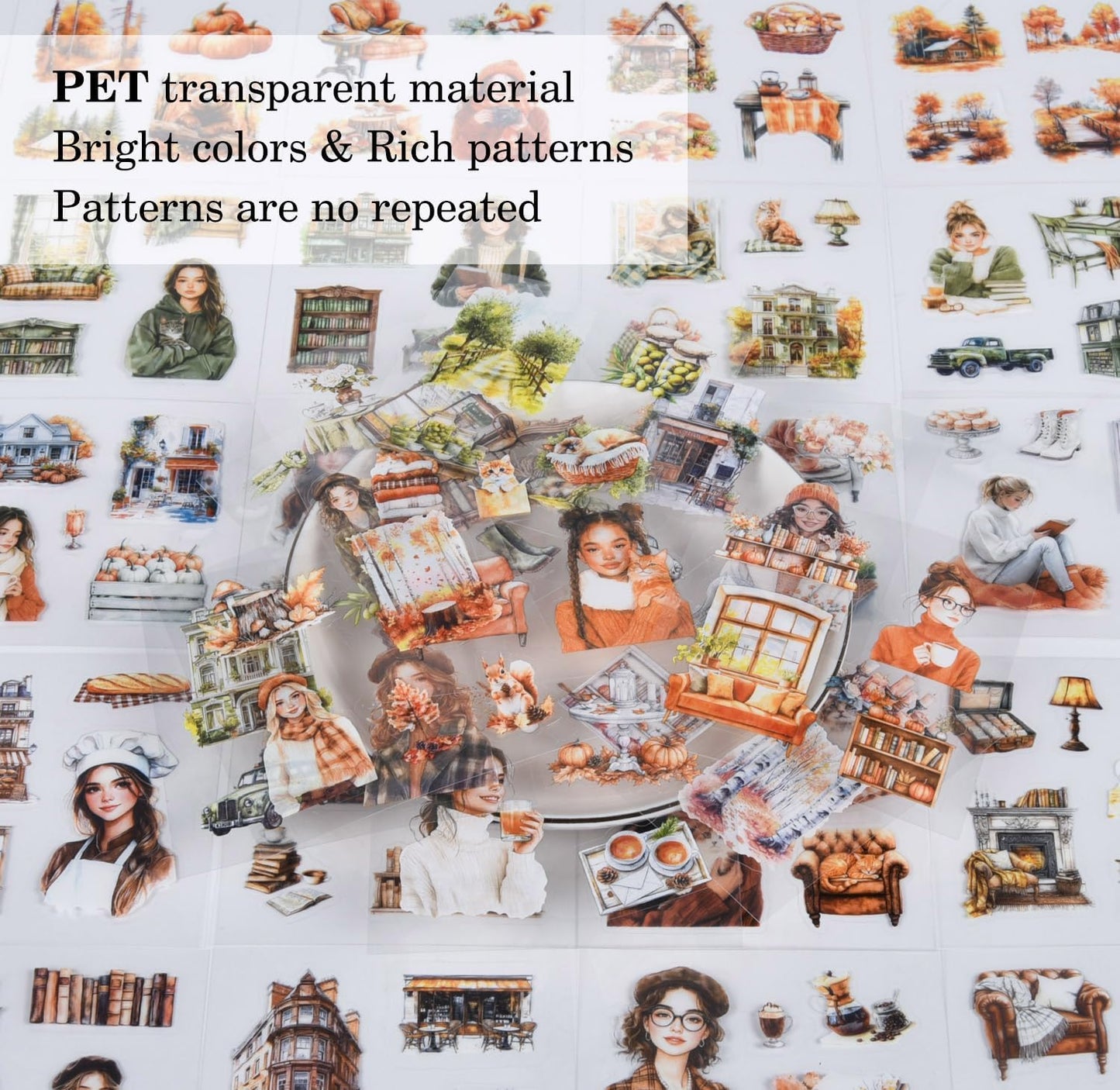 Retro Decorative Stickers 100 Sheets, Waterproof PET Girls Flowers Stickers for Scrapbooking Diary Planner DIY Craft Album Journal Notebook Laptop Phone Case Collection Gift Box