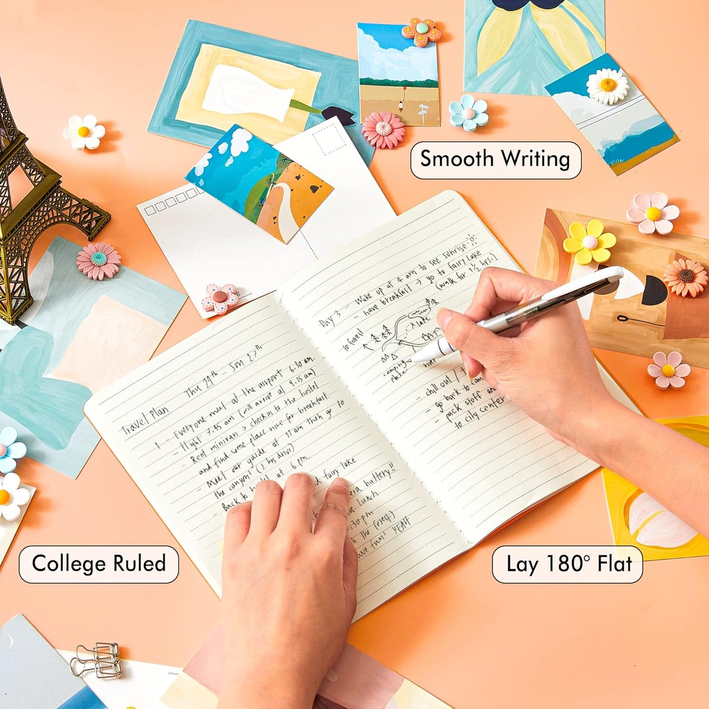 feela 16 Pack Soft Cover Journal Bulk, Lined Notebooks College Ruled for Work for Women Girl Writing, Blank Travel Journal Note Taking Notebook School Business Supplies, 8.2” x 5.5”, A5, Orange