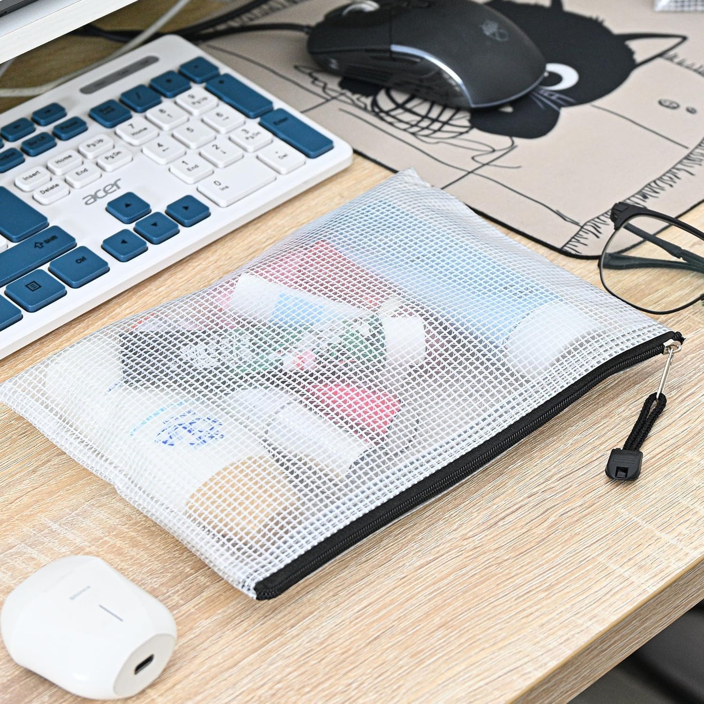 D-KINGCHY 24Pcs Zipper Storage Bags, Plastic Mesh Zippered Pouch for Organization, Waterproof Versatile Bags for Office Supplies School Travel