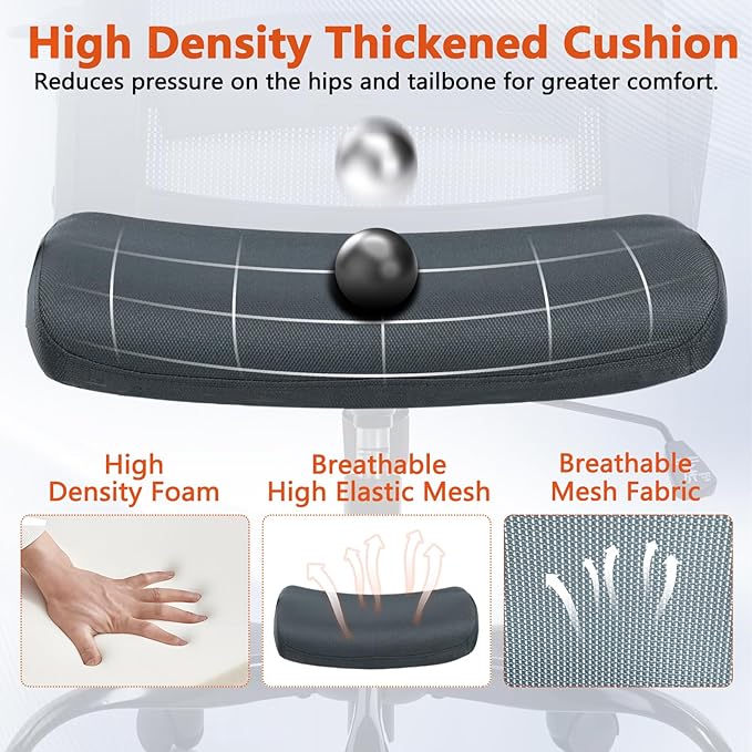 CLATINA Ergonomic Office Desk Chair - Mesh Office Chair with Adjustable Lumbar Support, Rolling Comfortable Computer Task Chairs with Arms for Home Conference-Gray, 8 Pack